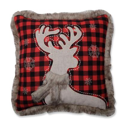 Buffalo Plaid Reindeer Square Throw Pillow - 18