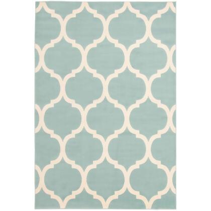 4' x 5.5' Moroccan Rectangular Area Throw Rug - Aqua Blue and Off White 