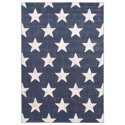 5.25' x 7.5' Americana Stars Rectangular Area Throw Rug - Blue and White 