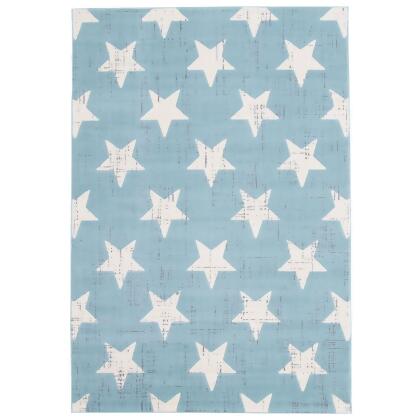 4.5' x 6.5' Stars Rectangular Area Throw Rug - Aqua Blue and White 