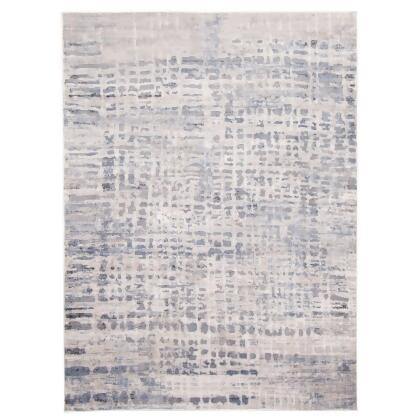 5.25' x 7.25' Abstract Rectangular Area Throw Rug - White and Blue 