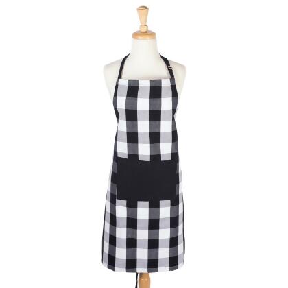 Buffalo Check Adjustable Kitchen Apron with Pocket - 32