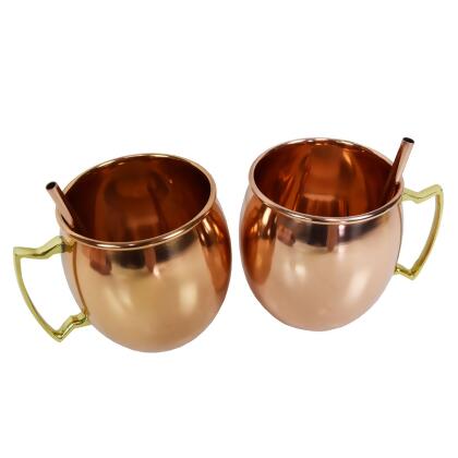 Solid Moscow Mule Mug with Straws - 5