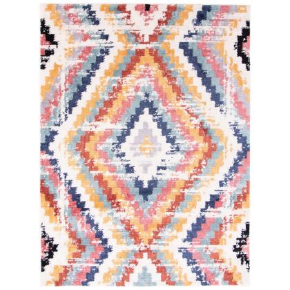 8' x 10' Geometric Area Throw Rug - White and Red 