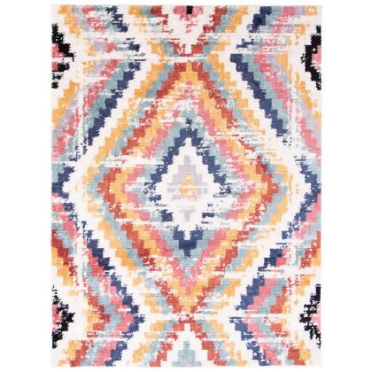4' x 6' Geometric Area Throw Rug - White and Red 