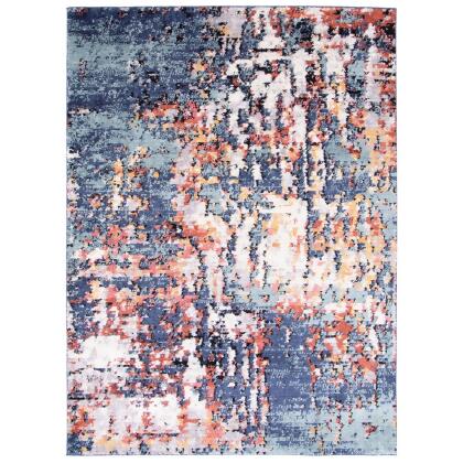 4' x 6' Abstract Area Throw Rug - Blue and Pink 