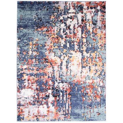 8' x 10' Abstract Area Throw Rug - Blue and Pink 