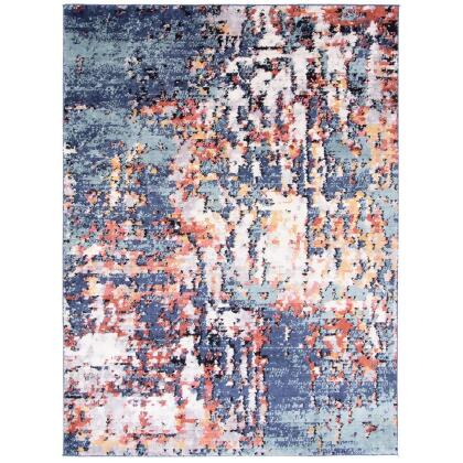 6.5' x 9.5' Abstract Area Throw Rug - Blue and Pink 