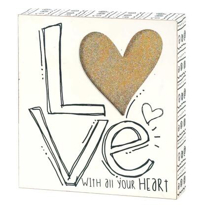 Glittered Love All Your Heart Tabletop Plaque - 8