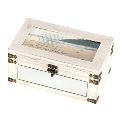 Footprints Verse on Beach Music Storage Box - 9.5