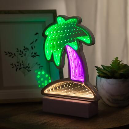 LED Lighted 3D Palm Tree Infinity Mirror - 8