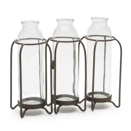 Glass Bottle Vases with Stand - 9.25