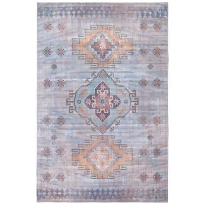 5' x 8' Geometric Medallion Area Throw Rug - Blue 