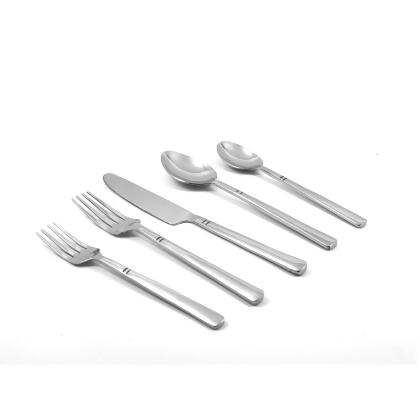 Stainless Steel Double Notch Glossy Four Service Flatware Set - Silver - 20pc 