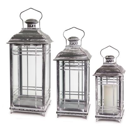 Distressed Style Pillar Candle Lanterns - 20
