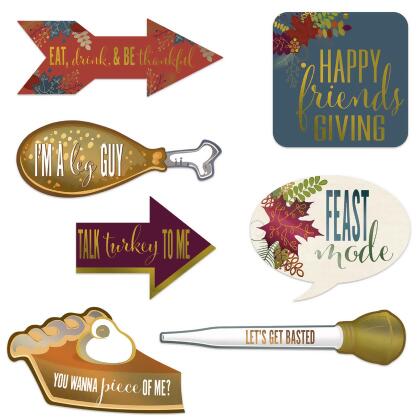 Warm and Vibrant Paper Foil Friendsgiving Photo Fun Thanksgiving Signs - 11