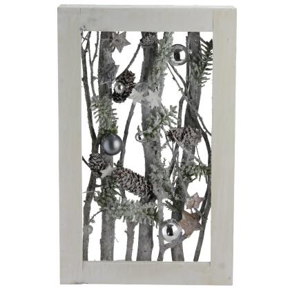 Decorated Standing Birch Branches in Wood Frame Table or Wall Decoration - 14.25