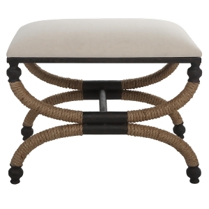 UPC 792977237410 product image for Cushioned Top Small Bench with Rustic Curved Base - 23.5 - White and Brown - All | upcitemdb.com