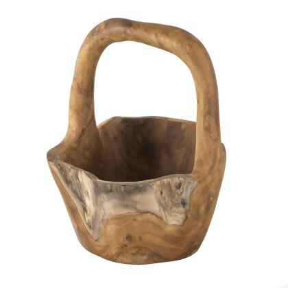 Large Teak Rectangular Bowl with Handle - 8.75