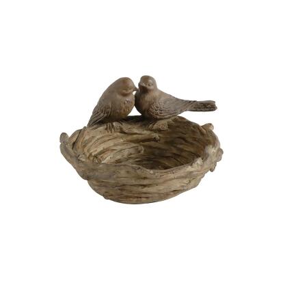 Birds on Nest Rustic Finished Bowl - 9