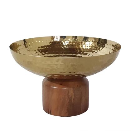 Small Punched Bowl with Acacia Base - 8