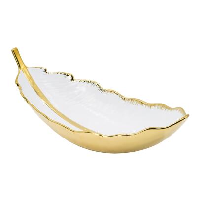 Metallic Leaf Shaped Ceramic Bowl -18.5