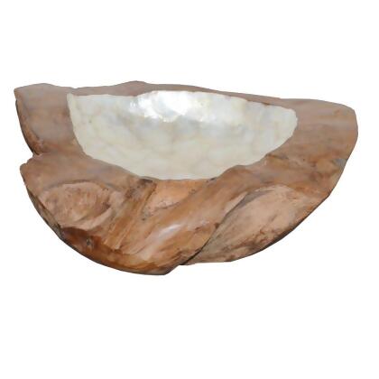 Teak Wood Bowls with Pearl Interior - 11.75