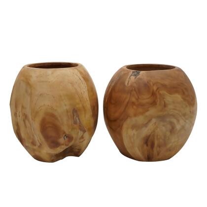 Carved Teak Wood Bowls - 9.75