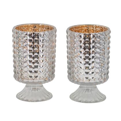 Hobnail Hurricane Glass Candle Holders - 6