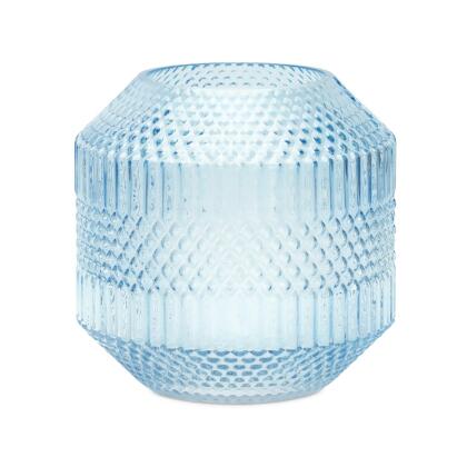 Diamond Ribbed Glass Vase - 8