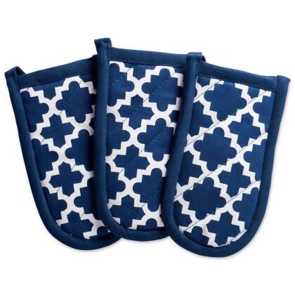 Set of 3 Nautical Blue Lattice Patterned Panhandles 6