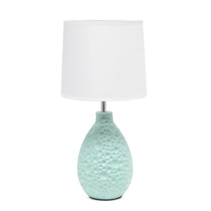 Textured Thumbprint Tear Drop Ceramic Table Lamp with Tapered Drum Shade - 14