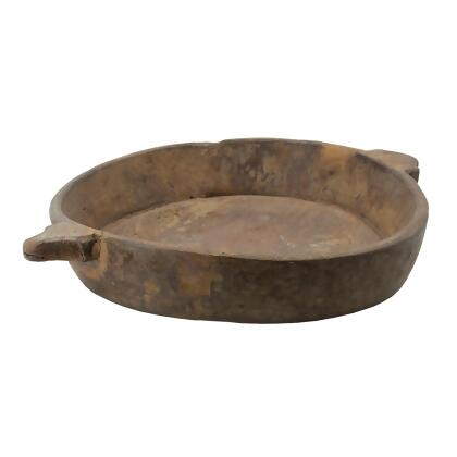 Hand-Carved Wooden Parrat Bowl with Handle - 22