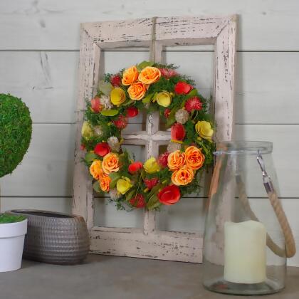 Shaved Wood Flowers with Moss and Twigs Spring Wreath - 12