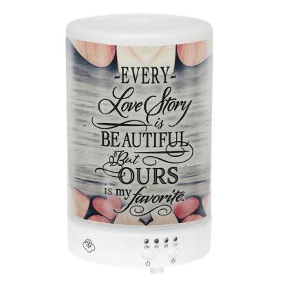 5.75” LED “Love Story” Frosted Romantic Inspirational Essential Oil Diffuser 