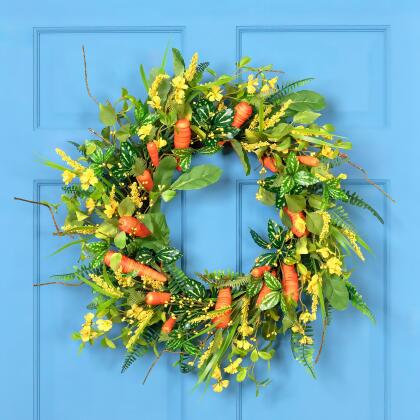 Floral Easter Artificial Wreath with Spring Carrots - 22