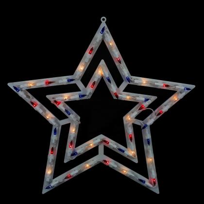 Lighted Patriotic Star Window Decoration - 17