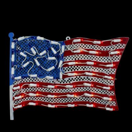 Lighted American Flag Patriotic Window Decoration - 14