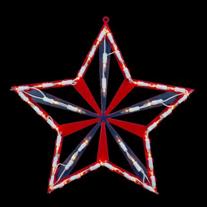 Lighted Red and Blue Patriotic Star Window Decoration - 14