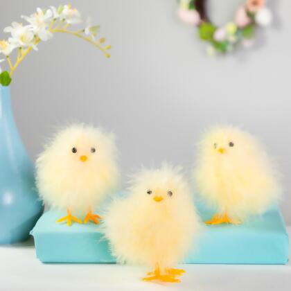 Fuzzy Easter Baby Chick Decorations - 3.25