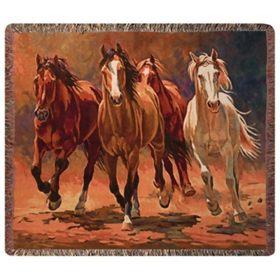 Hoofbeats and Heartbeats Majestic Horses Tapestry Throw Blanket 50