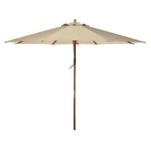 9' Natural Khaki Wooden Outdoor Patio Umbrella - All