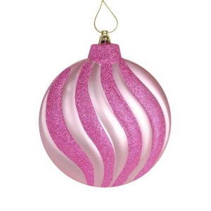 6Ct Matte Bubblegum Pink Swirl Shatterproof Christmas Disc Ornaments 6.25 - All