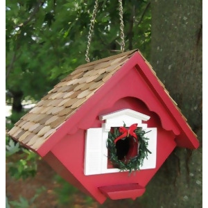 8 Fully Functional Charming Red Christmas Cottage Outdoor Garden Birdhouse - All