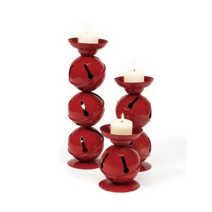 Set of 3 Christmas Traditions Red Jingle Bell Candle Holders - All