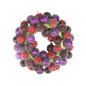 17.5 Sugared Fruit Plum Apple and Pomegranate Christmas Wreath Unlit - All