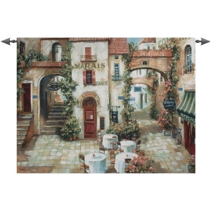 Le Marais Paris France Outdoor Cafe Cotton Wall Art Hanging Tapestry 35 x 53 - All