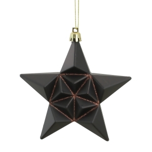 12Ct Matte Chocolate Brown Glittered Star Shatterproof Christmas Ornaments 5 - All