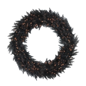 6' Pre-Lit Black Ashley Spruce Artificial Christmas Wreath Clear Lights - All