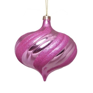 4Ct Shiny Bubblegum Pink Swirl Shatterproof Onion Christmas Ornaments 5.75 - All